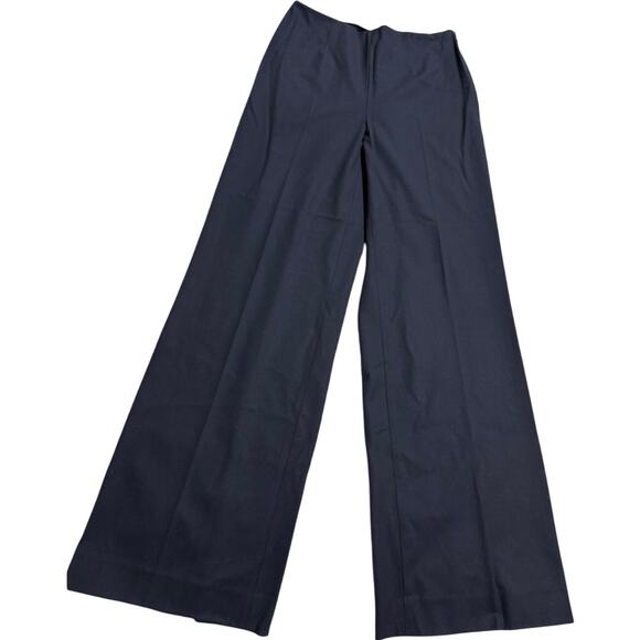 Ralph Lauren Black Label Dress Pants Wool Trousers Wide Womens 8 Blue Side Zip